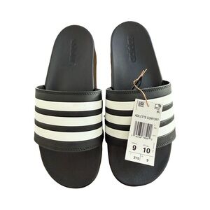 Adidas Unisex Adilette Comfort 3- Stripes Slide Sandal NWT Men's 9 / Women's 10